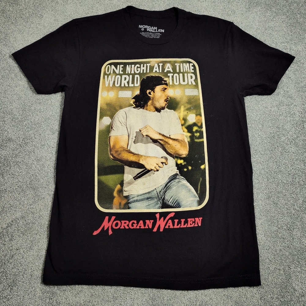 Morgan Wallen One Night At A Time Tour T-Shirt Men's Medium Black Concert Tee